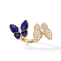 Turquoise And Diamond Two Butterfly Between The Finger Ring
