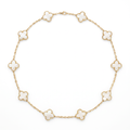 Vintage Alhambra Mother Of Pearl Clover 10 Motifs Necklace