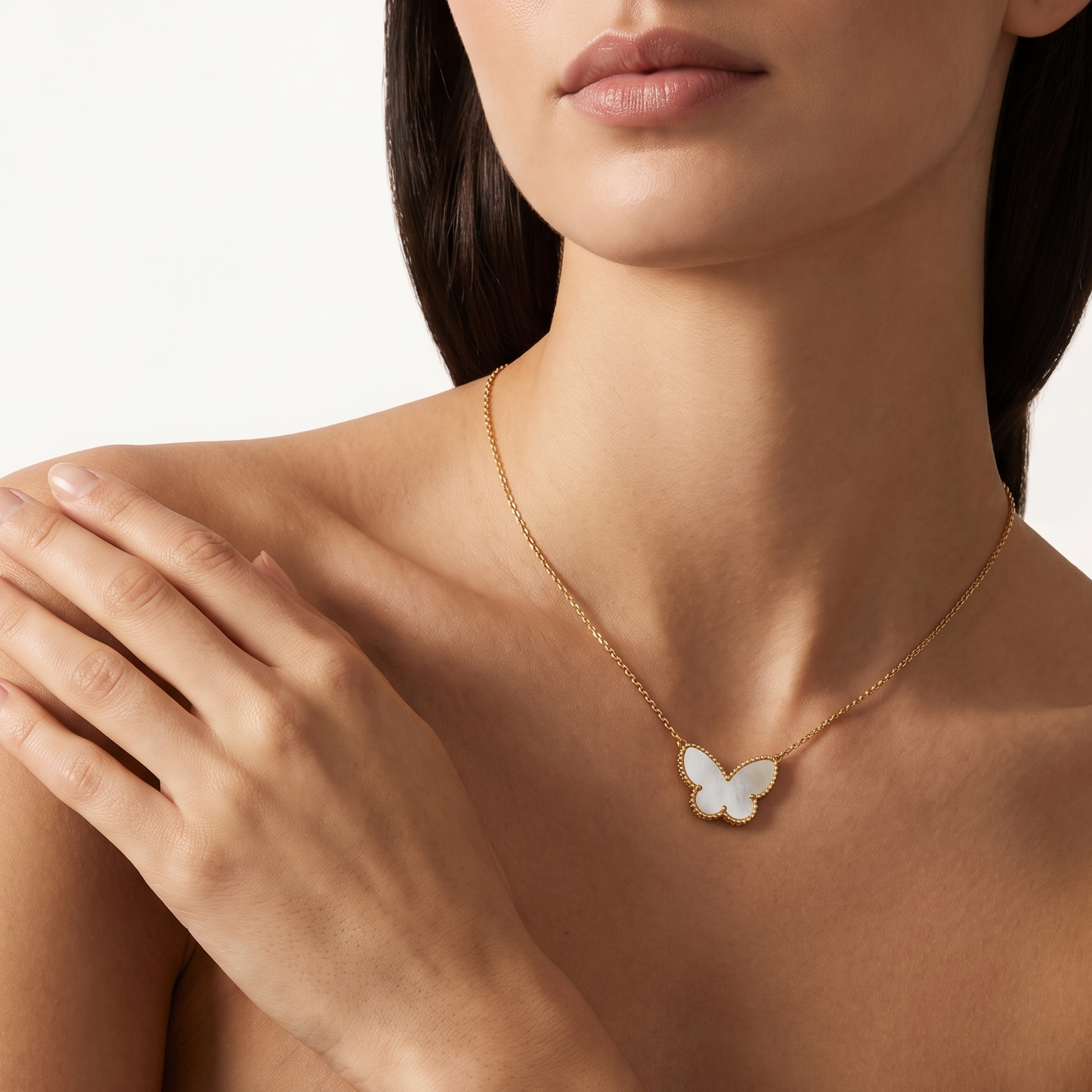 Alhambra Butterfly Charm Gold Tone Necklace