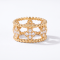 Pavé Perlée Clover Ring