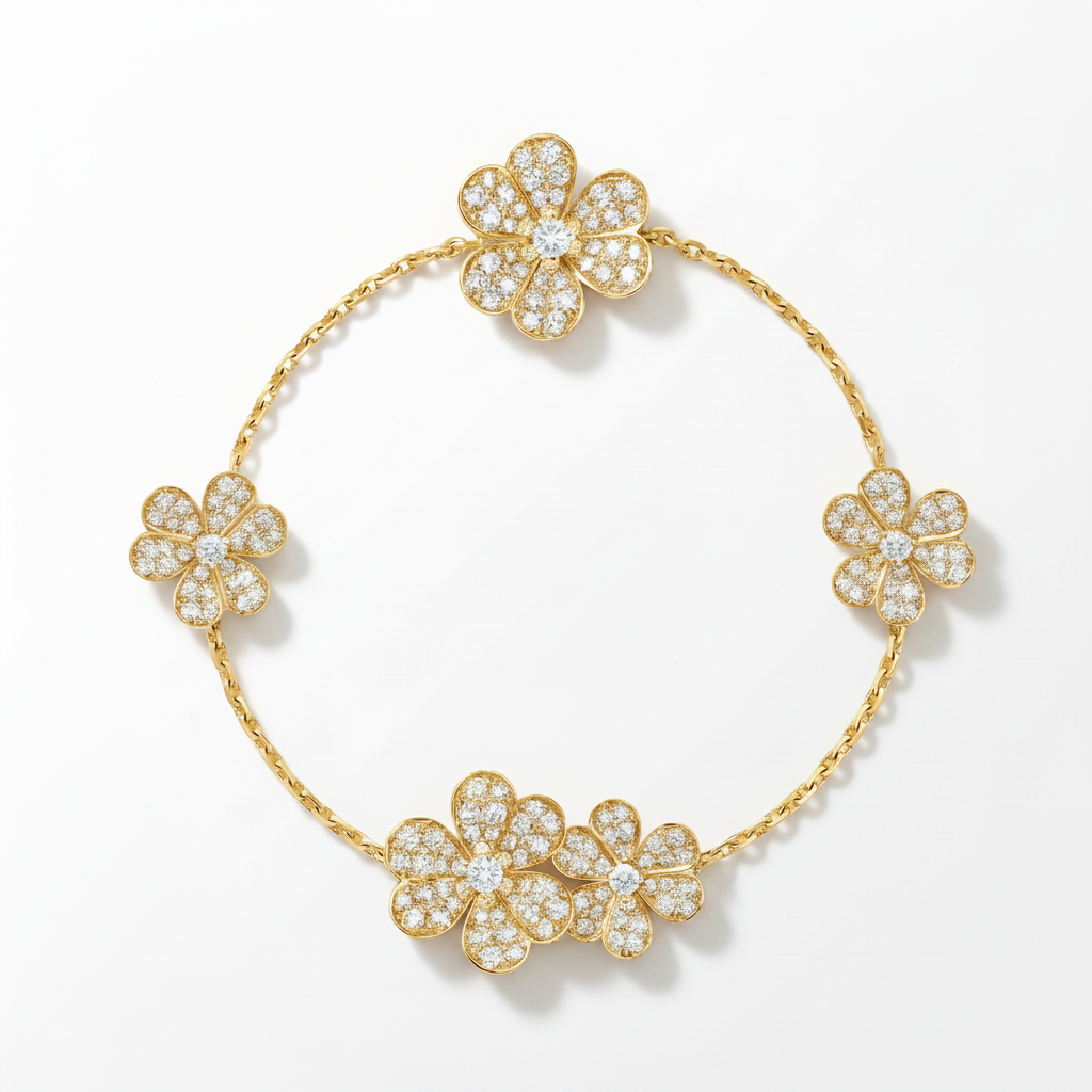 5 Frivole Paved Flowers Clover Bracelet