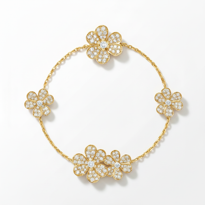 5 Frivole Paved Flowers Clover Bracelet