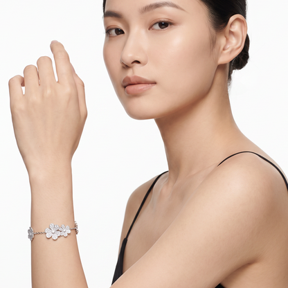 5 Frivole Paved Flowers Clover Bracelet