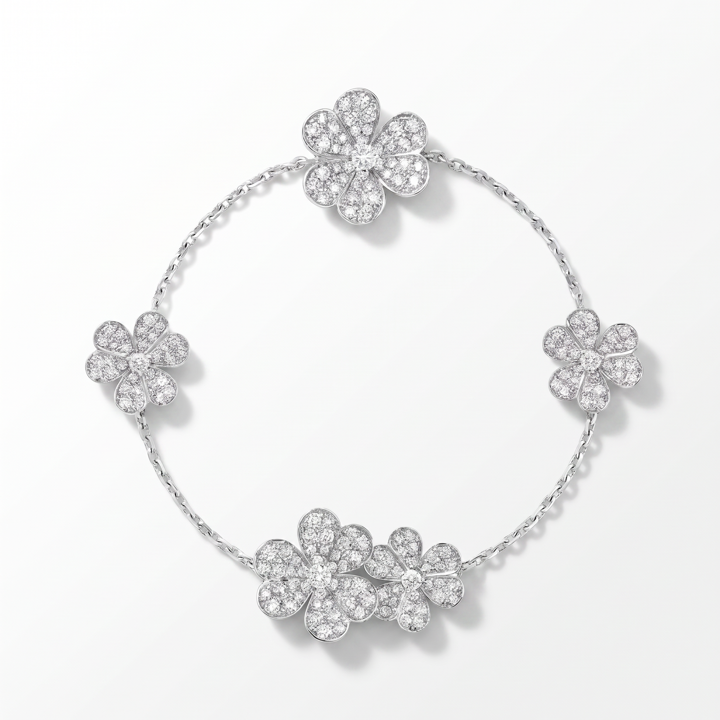 5 Frivole Paved Flowers Clover Bracelet