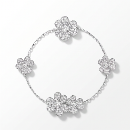 5 Frivole Paved Flowers Clover Bracelet