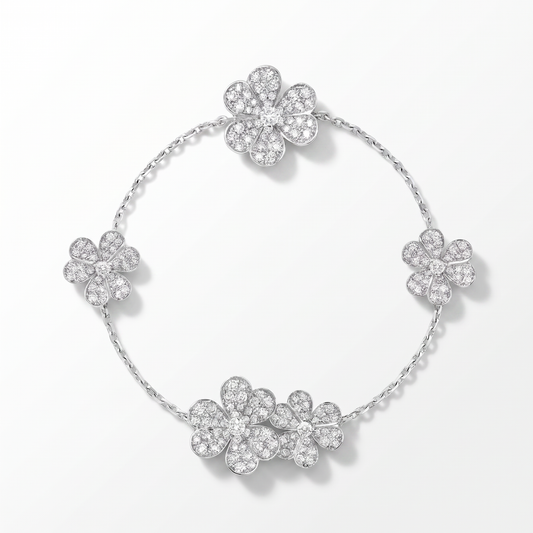 5 Frivole Paved Flowers Clover Bracelet