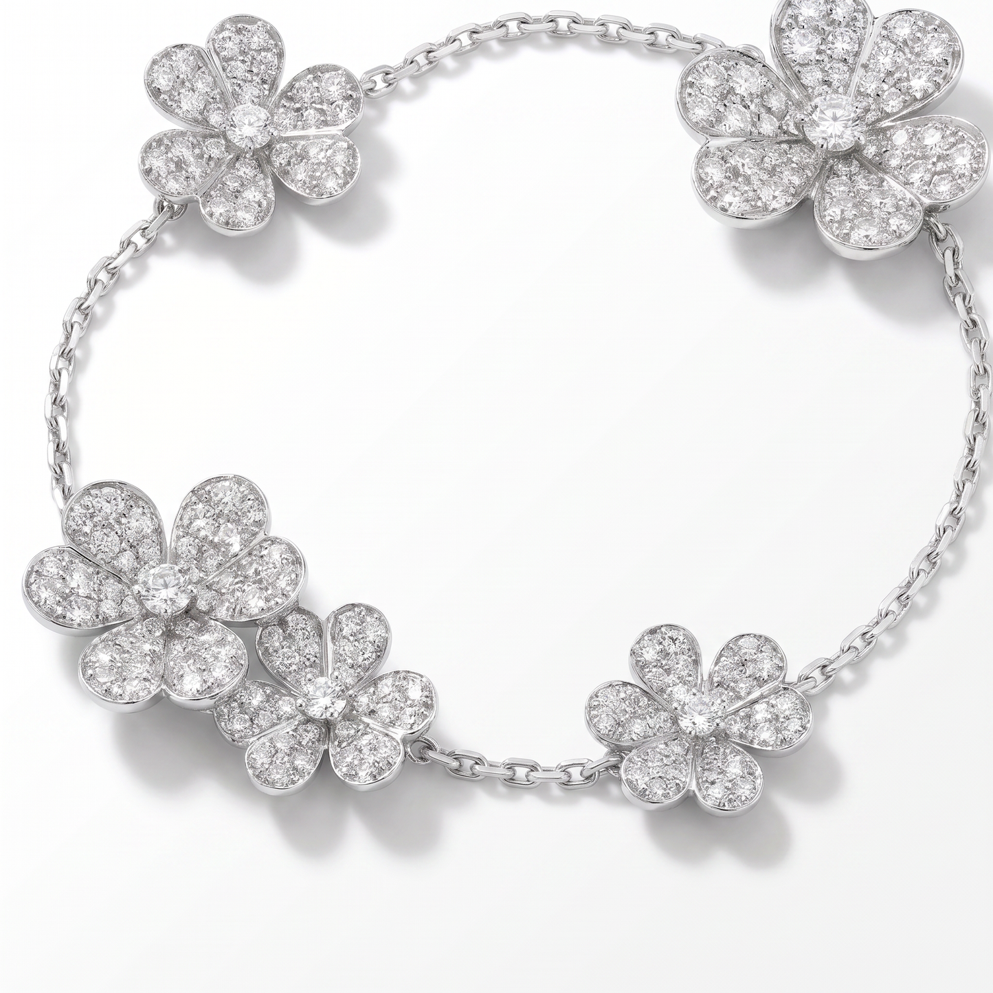5 Frivole Paved Flowers Clover Bracelet