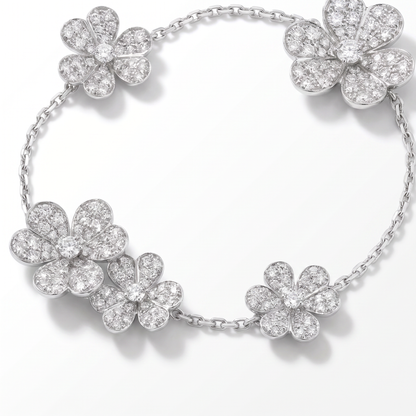 5 Frivole Paved Flowers Clover Bracelet