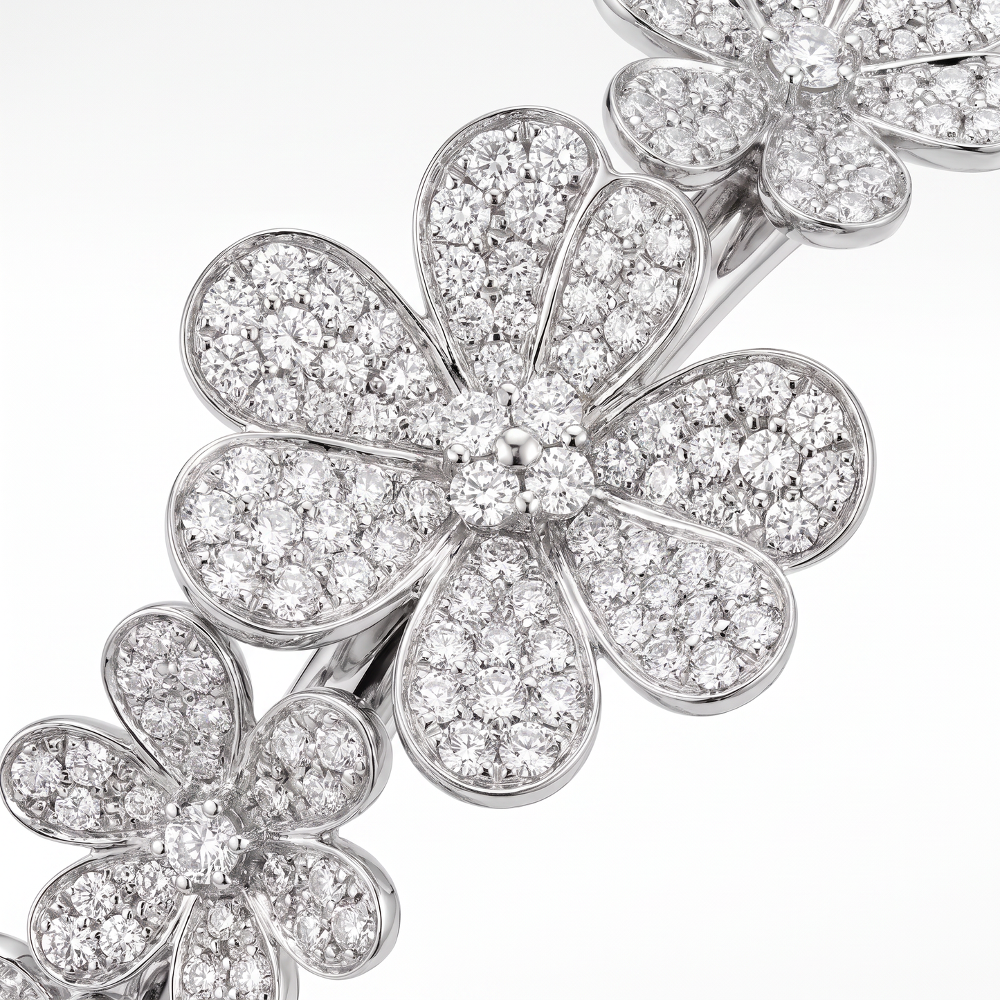 7 Paved Frivole Flowers Open Bracelet