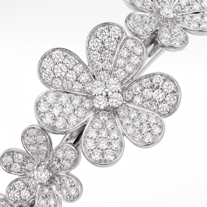 7 Paved Frivole Flowers Open Bracelet