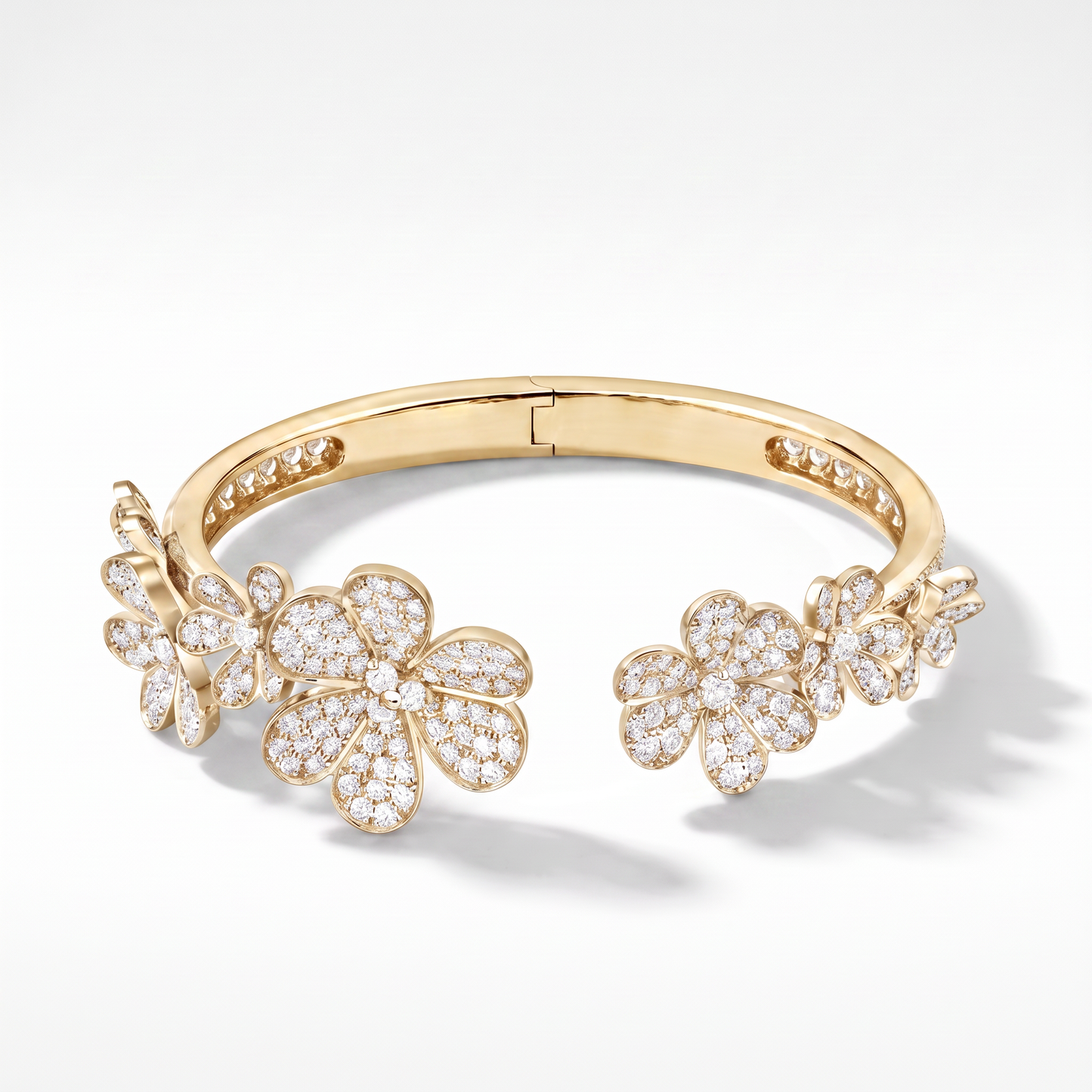 7 Paved Frivole Flowers Open Bracelet