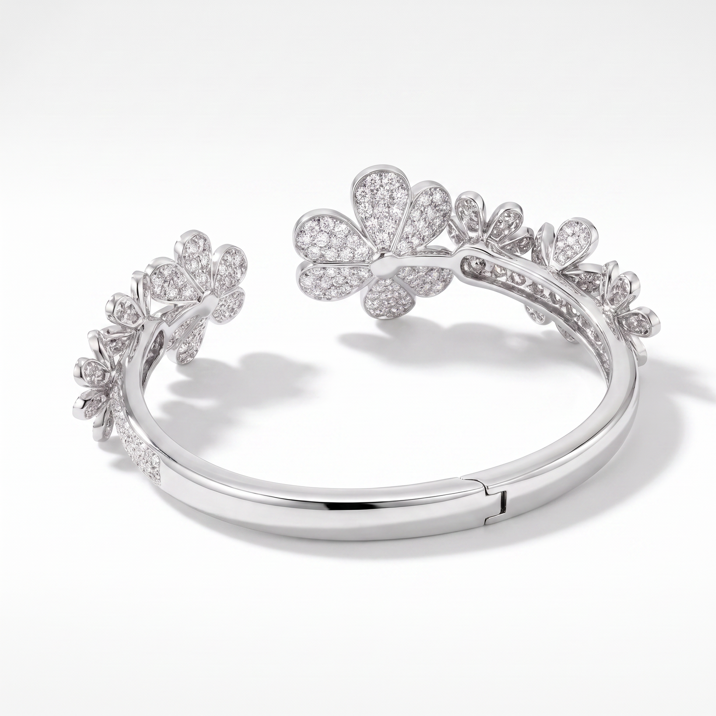 7 Paved Frivole Flowers Open Bracelet