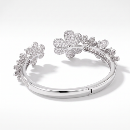 7 Paved Frivole Flowers Open Bracelet