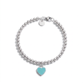 Blue "Return To T" Heart Tag Bead Bracelet
