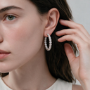 Classic Hoop In White Full Diamond Earrings