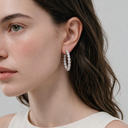Classic Hoop In White Full Diamond Earrings