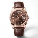 Day-date Everose Gold  President Chocolate Dial Leather Strap Men’s Watch | RL 38 128135