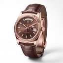 Day-date Everose Gold  President Chocolate Dial Leather Strap Men’s Watch | RL 38 128135