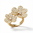 Full Diamond Floral Between The Finger Ring