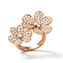 Full Diamond Floral Between The Finger Ring
