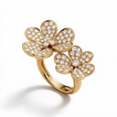 Full Diamond Floral Between The Finger Ring