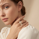 Full Diamond Floral Between The Finger Ring