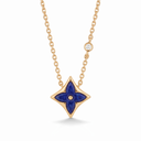 Gold Tone Blossom Blue Star Necklace
