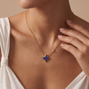 Gold Tone Blossom Blue Star Necklace