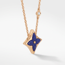 Gold Tone Blossom Blue Star Necklace