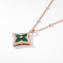 Gold Tone Extra L Blossom Green Star Necklace