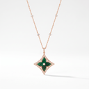 Gold Tone Extra L Blossom Green Star Necklace