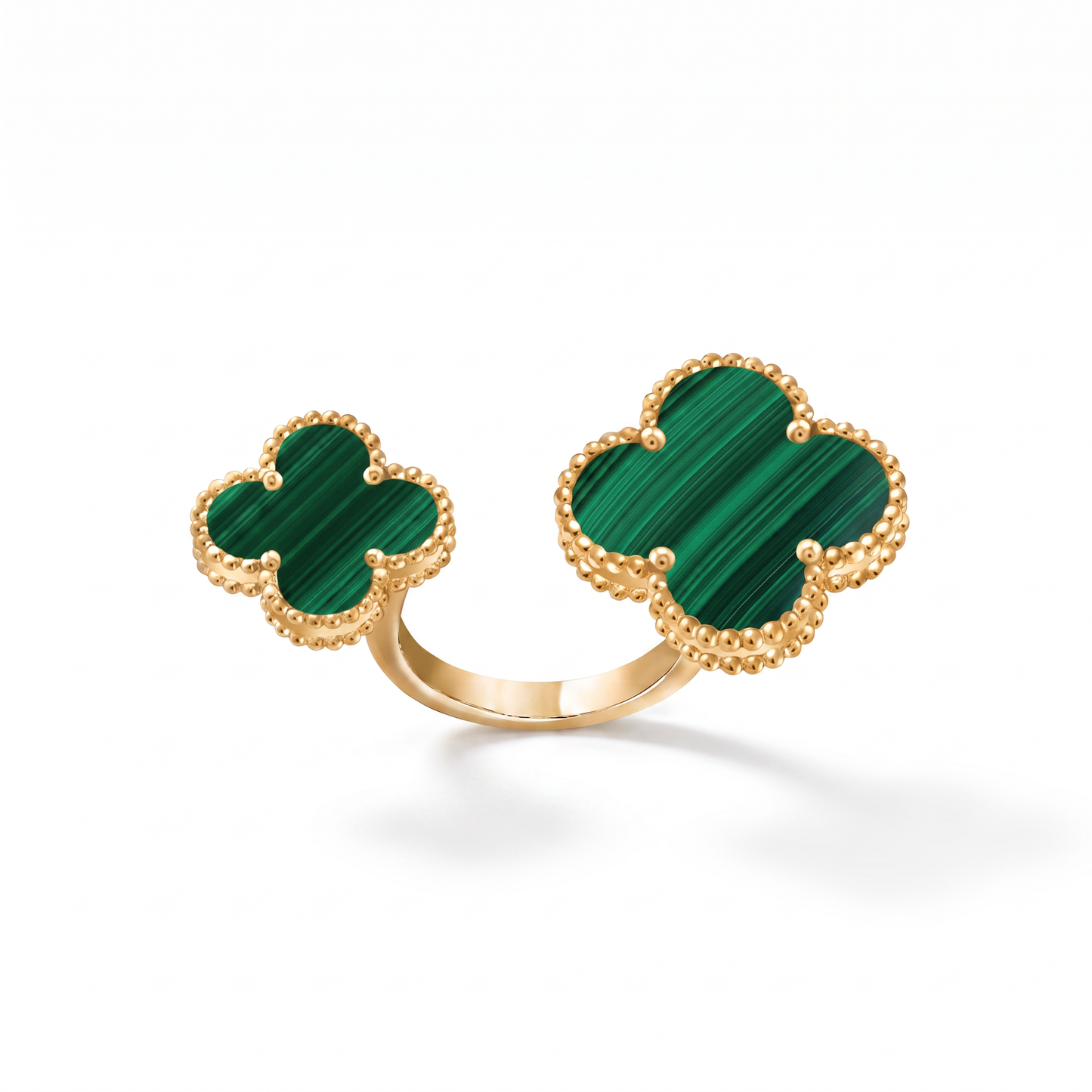 Green Malachite Clover Between The Finger Ring