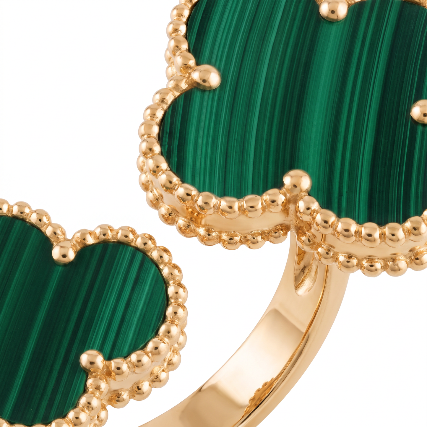 Green Malachite Clover Between The Finger Ring