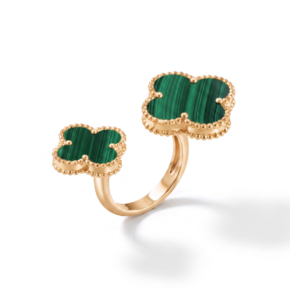 Green Malachite Clover Between The Finger Ring