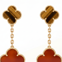 Magic Alhambra 2 Motifs Clover Carnelian & Tiger Eye Drop Earrings