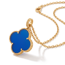 Magic Alhambra Blue Agate Clover 1 Motif Necklace