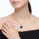 Magic Alhambra Blue Agate Clover 1 Motif Necklace