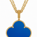 Magic Alhambra Blue Agate Clover 1 Motif Necklace