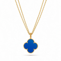 Magic Alhambra Blue Agate Clover 1 Motif Necklace