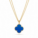 Magic Alhambra Blue Agate Clover 1 Motif Necklace