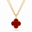 Magic Alhambra Carnelian Clover 1 Motif Necklace