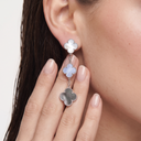 Magic Alhambra Chalcedony And Pearl Clover 3 Motifs Earrings