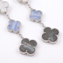 Magic Alhambra Chalcedony And Pearl Clover 3 Motifs Earrings