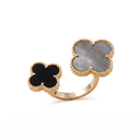 Magic Alhambra Onyx And Black Pearl Clover Between The Finger Ring