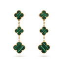 Magic Clover 3 Motifs Malachite Drop Earrings