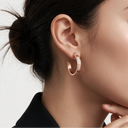 Medium Love 2 Row Pavé Hoop Earrings