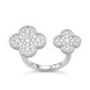 Pavé Floral Clover Between The Finger Ring