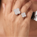 Pavé Floral Clover Between The Finger Ring
