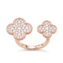 Pavé Floral Clover Between The Finger Ring