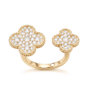 Pavé Floral Clover Between The Finger Ring